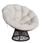 Fauteuil pivotant Papasan en osier de 37 pouces avec coussin épais, fauteuil de salon rond pour l'extérieur et l'intérieur, cadre en acier