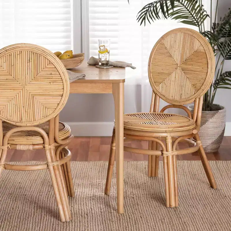 Chaise de salle à manger en rotin – Marron naturel, Aucun assemblage, Cadre en bois