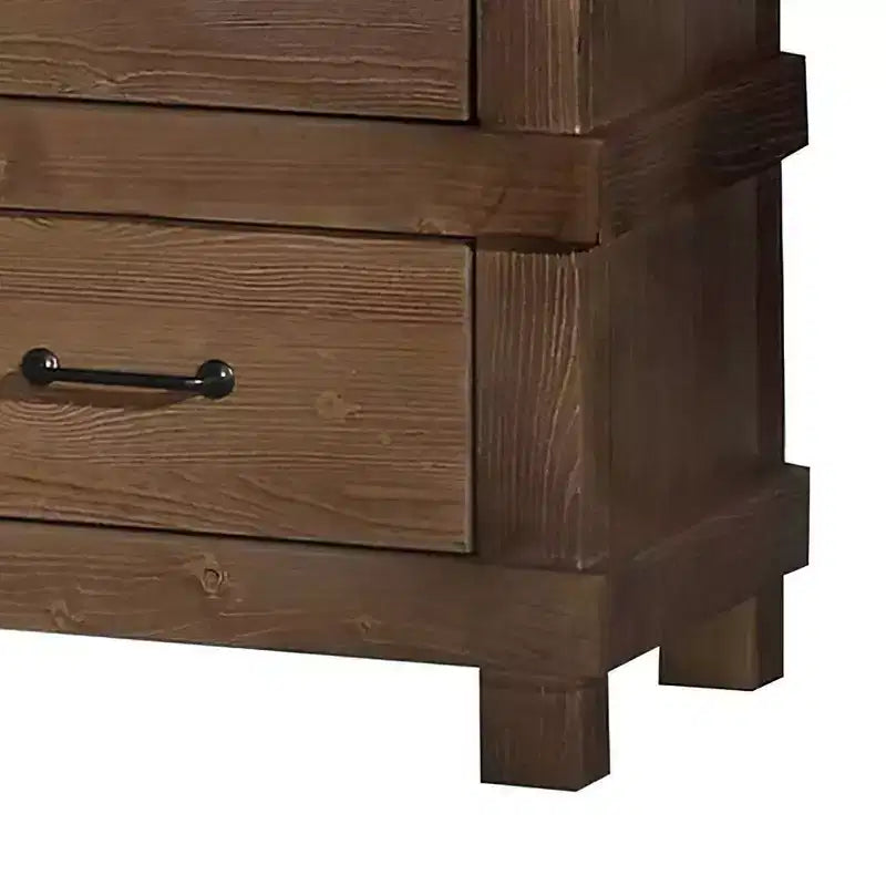 Table de chevet antique en chêne – Rangement de chambre classique avec tiroir