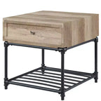 Acme Furniture Brantley 22" Drawer and 1 Tier Shelf Accent Tables Oak and Sandy Black: No Assembly, Open Storage