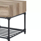 Table d'appoint de 56 cm avec tiroir et étagère ouverte – Chêne et noir sable, aucun assemblage requis