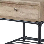 Table d'appoint de 56 cm avec tiroir et étagère ouverte – Chêne et noir sable, aucun assemblage requis