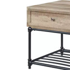 Table d'appoint de 56 cm avec tiroir et étagère ouverte – Chêne et noir sable, aucun assemblage requis