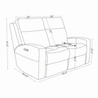 Causeuse inclinable électrique en cuir véritable avec espace de rangement et port de charge USB pour salon