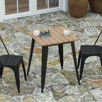 Table à manger intérieure/extérieure, plateau carré en polyrésine toutes saisons de 23,75 po avec base en acier