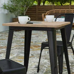 Table à manger intérieure/extérieure, plateau carré en polyrésine toutes saisons de 23,75 po avec base en acier