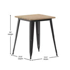 Table à manger intérieure/extérieure, plateau carré en polyrésine toutes saisons de 23,75 po avec base en acier