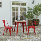 Table à manger intérieure/extérieure, plateau carré en polyrésine toutes saisons de 23,75 po avec base en acier