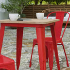 Table à manger intérieure/extérieure, plateau carré en polyrésine toutes saisons de 23,75 po avec base en acier