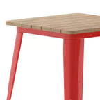 Table à manger intérieure/extérieure, plateau carré en polyrésine toutes saisons de 23,75 po avec base en acier