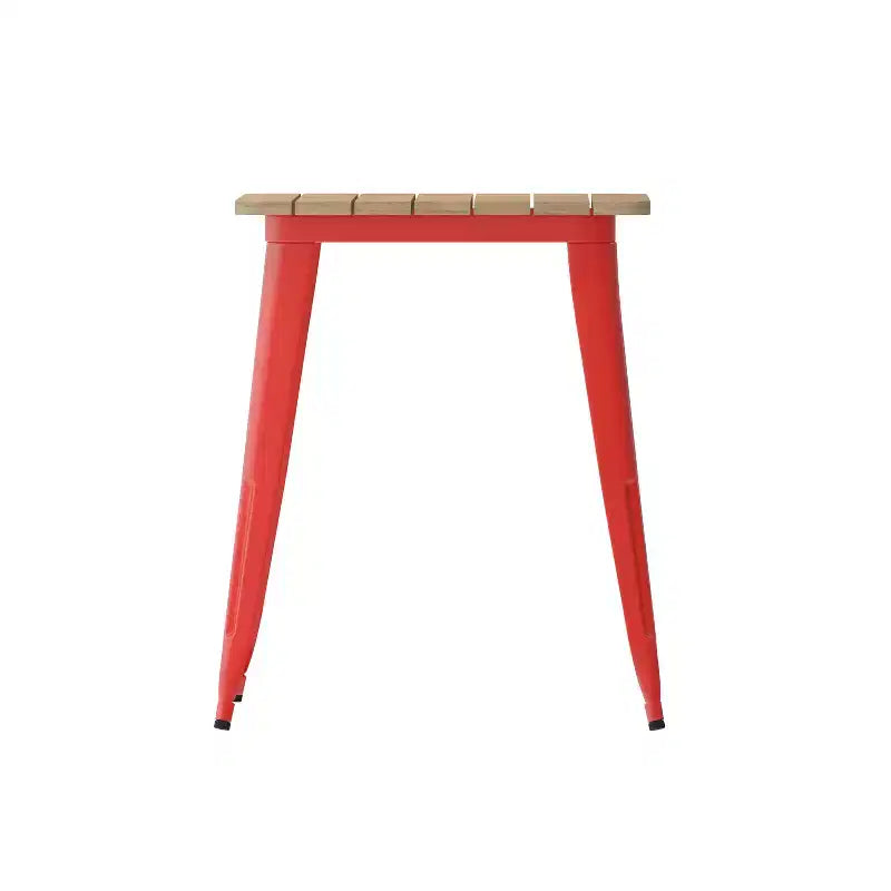Table à manger intérieure/extérieure, plateau carré en polyrésine toutes saisons de 23,75 po avec base en acier