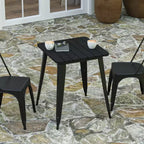 Table à manger intérieure/extérieure, plateau carré en polyrésine toutes saisons de 23,75 po avec base en acier