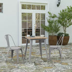 Table à manger intérieure/extérieure, plateau carré en polyrésine toutes saisons de 23,75 po avec base en acier