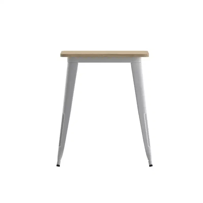 Table à manger intérieure/extérieure, plateau carré en polyrésine toutes saisons de 23,75 po avec base en acier