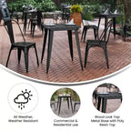Table à manger intérieure/extérieure, plateau carré en polyrésine toutes saisons de 23,75 po avec base en acier