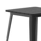 Table à manger intérieure/extérieure, plateau carré en polyrésine toutes saisons de 23,75 po avec base en acier