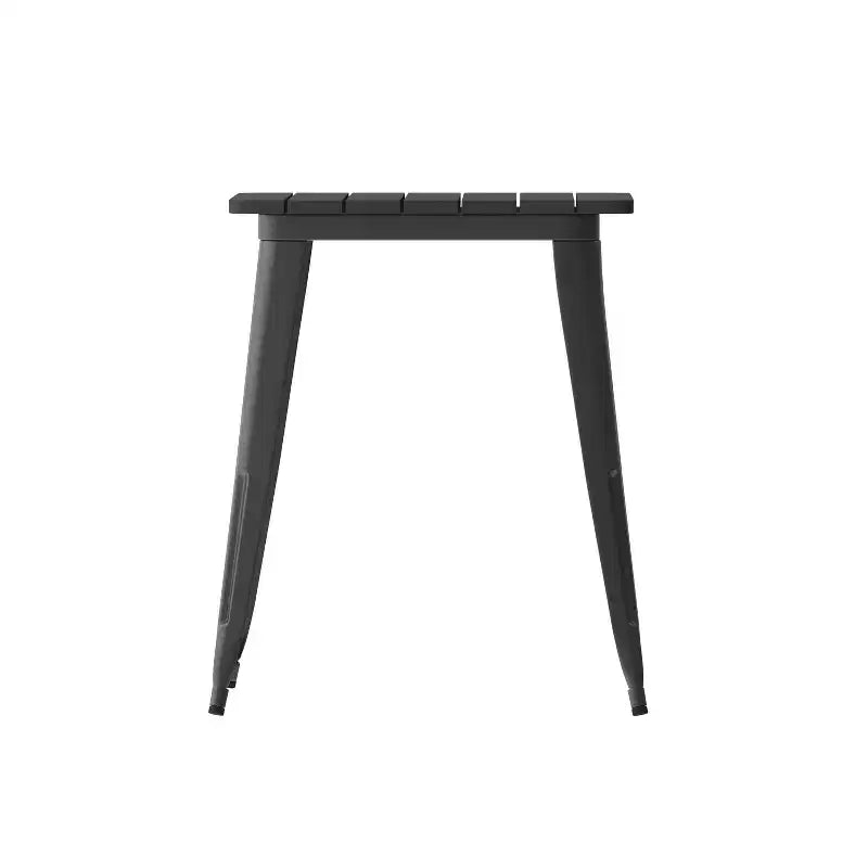 Table à manger intérieure/extérieure, plateau carré en polyrésine toutes saisons de 23,75 po avec base en acier