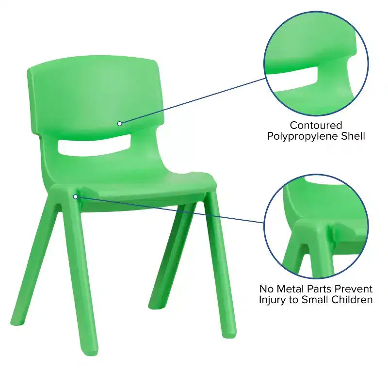 Lot de 5 chaises scolaires empilables en plastique, hauteur d'assise 39,4 cm