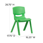 Lot de 5 chaises scolaires empilables en plastique, hauteur d'assise 39,4 cm
