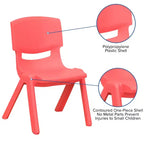 Lot de 5 chaises scolaires empilables en plastique, hauteur d'assise 39,4 cm