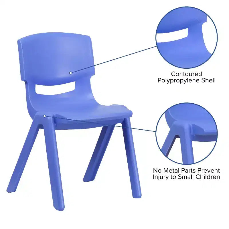 Lot de 5 chaises scolaires empilables en plastique, hauteur d'assise 39,4 cm