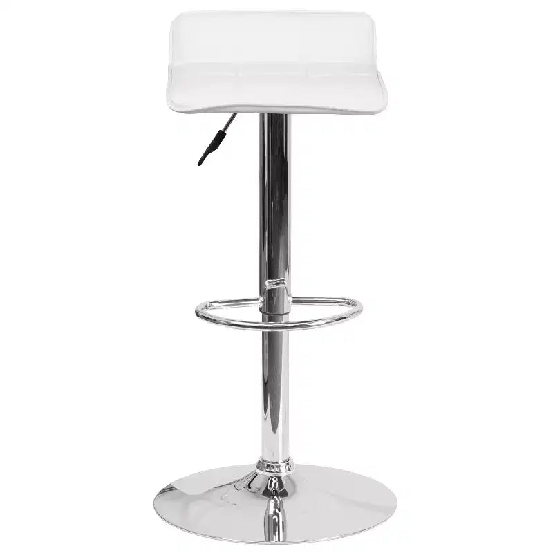 Tabouret de bar lot de 2 en vinyle à hauteur réglable avec siège matelassé motif vague et base chromée