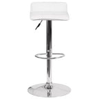 Tabouret de bar lot de 2 en vinyle à hauteur réglable avec siège matelassé motif vague et base chromée