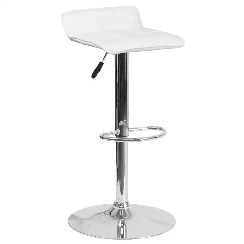 Tabouret de bar lot de 2 en vinyle à hauteur réglable avec siège matelassé motif vague et base chromée