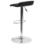 Tabouret de bar lot de 2 en vinyle à hauteur réglable avec siège matelassé motif vague et base chromée