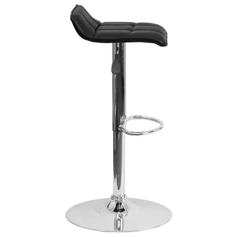 Tabouret de bar lot de 2 en vinyle à hauteur réglable avec siège matelassé motif vague et base chromée
