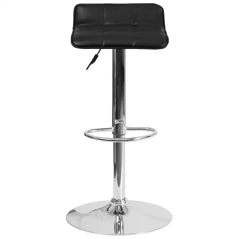 Tabouret de bar lot de 2 en vinyle à hauteur réglable avec siège matelassé motif vague et base chromée
