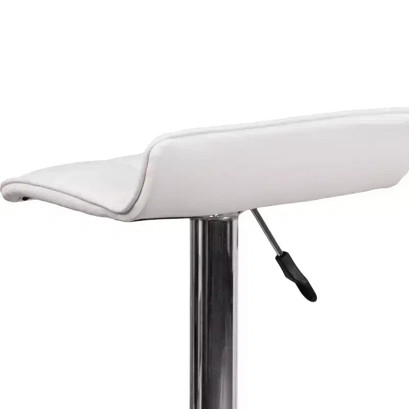 Tabouret de bar lot de 2 en vinyle à hauteur réglable avec siège matelassé motif vague et base chromée