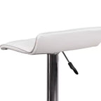 Tabouret de bar lot de 2 en vinyle à hauteur réglable avec siège matelassé motif vague et base chromée