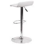 Tabouret de bar lot de 2 en vinyle à hauteur réglable avec siège matelassé motif vague et base chromée