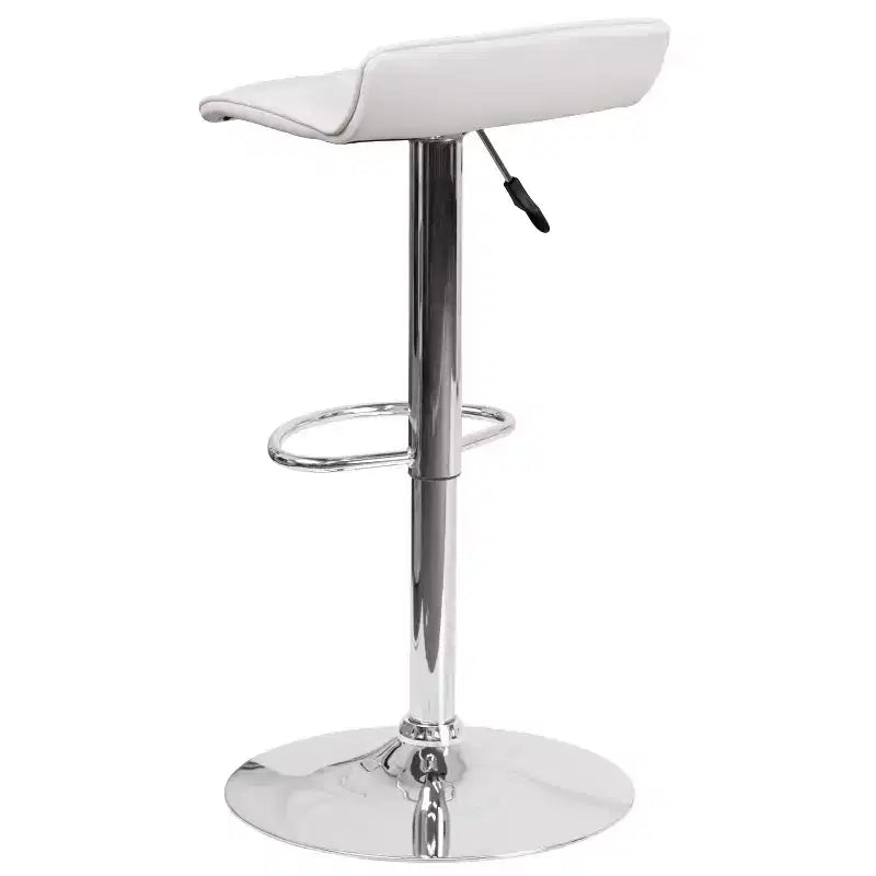Tabouret de bar lot de 2 en vinyle à hauteur réglable avec siège matelassé motif vague et base chromée