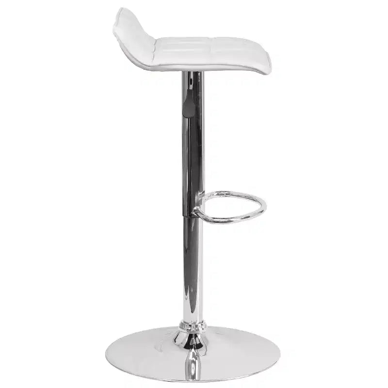 Tabouret de bar lot de 2 en vinyle à hauteur réglable avec siège matelassé motif vague et base chromée