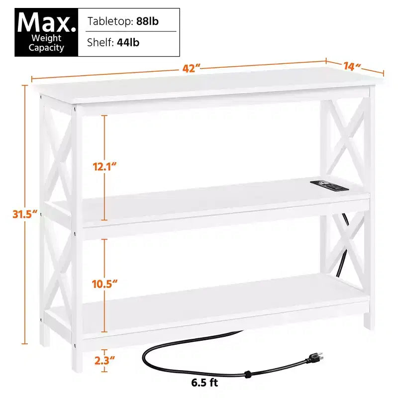 Table console en bois à 3 niveaux avec prise de courant – Table d'entrée