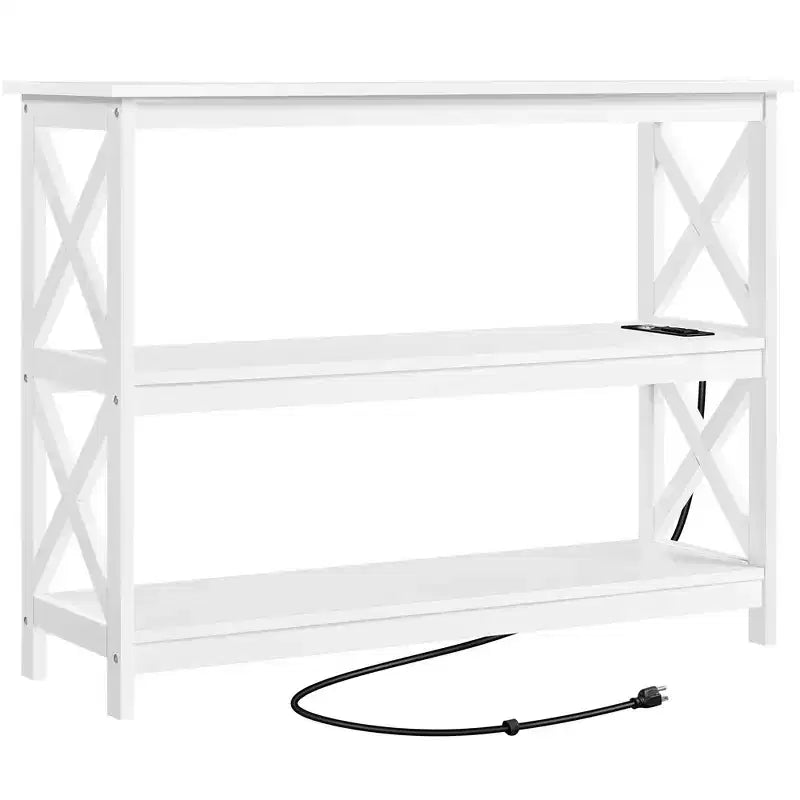Table console en bois à 3 niveaux avec prise de courant – Table d'entrée