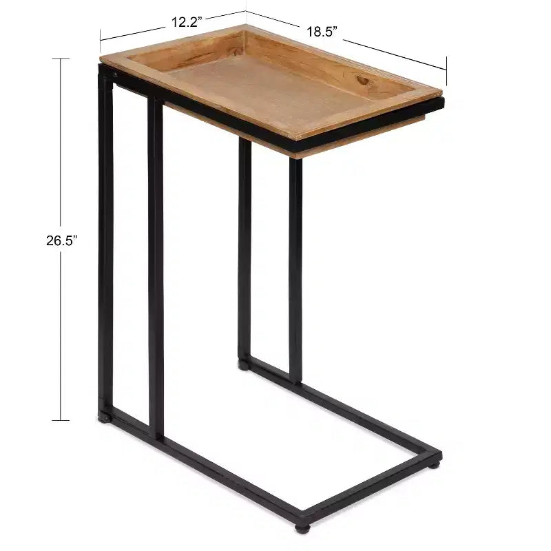 Bout de canapé en bois et métal – Table d'appoint moderne avec étagère