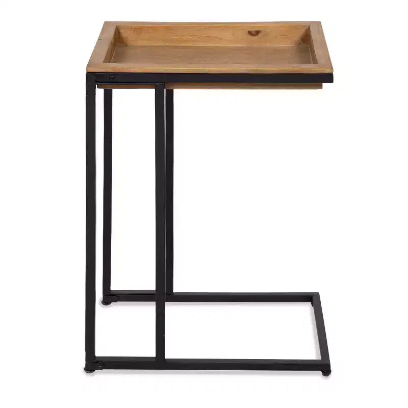 Bout de canapé en bois et métal – Table d'appoint moderne avec étagère