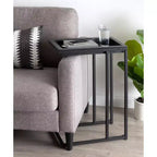 Bout de canapé en bois et métal – Table d'appoint moderne avec étagère