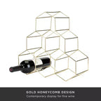 Casier à vin décoratif en forme de nid d'abeille doré – Rangement pour bar