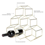 Casier à vin décoratif en forme de nid d'abeille doré – Rangement pour bar