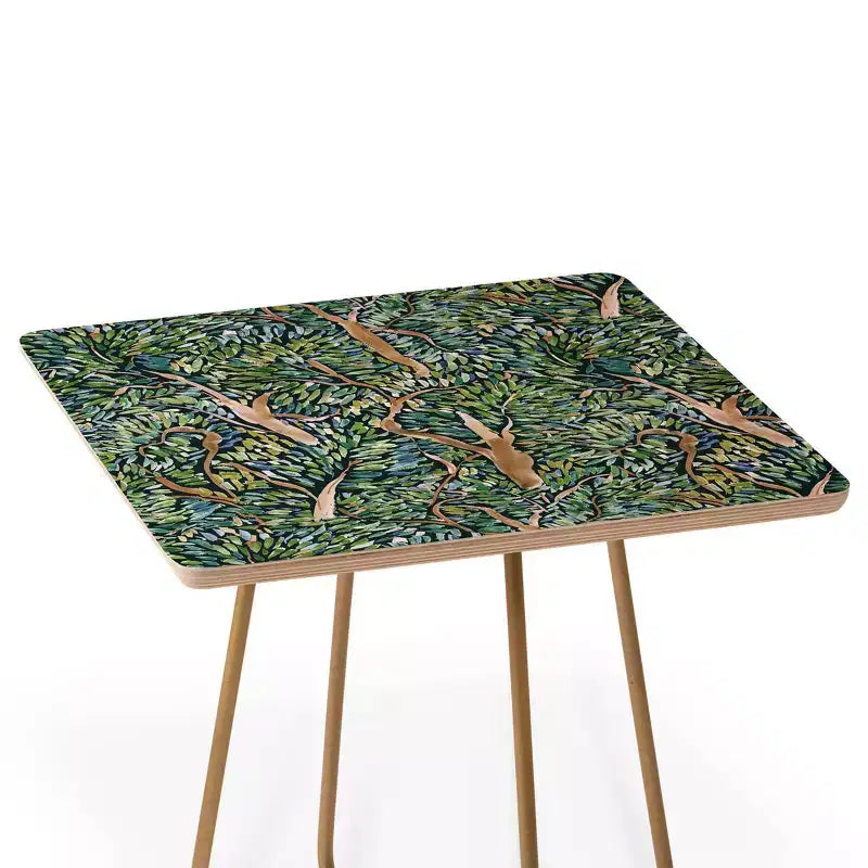 Table d'appoint carrée Côté Obscur Arbres Fauvistes – Motif imprimé artistique