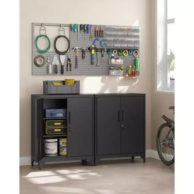 Armoire de rangement métallique avec portes et étagères pour bureau/garage