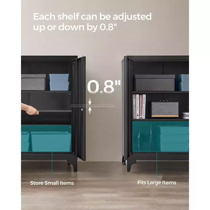 Armoire de rangement métallique avec portes et étagères pour bureau/garage