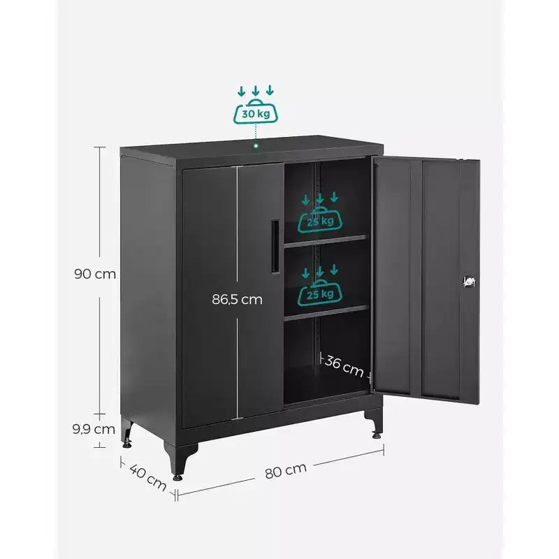Armoire de rangement métallique avec portes et étagères pour bureau/garage