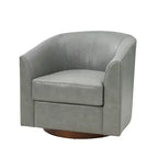 Molly Modern 360-degree Swivel Barrel Genuine Leather Chair with Solid Wood Base|ART OF LIVING DESIGNS