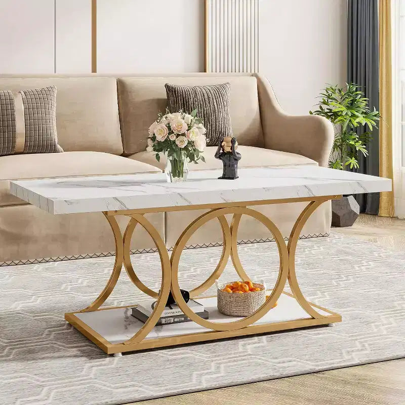 Table d'appoint marbre et métal – Table d'appoint élégante