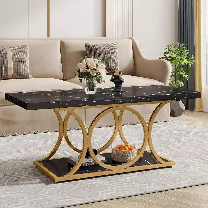 Table d'appoint marbre et métal – Table d'appoint élégante